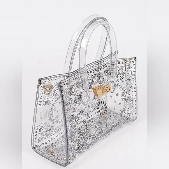 Clear Transparent Paisley Print Shoulder Bag NEW - Picture 5 of 12